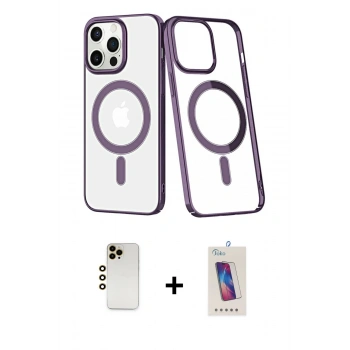 MARSİLYAN™- iPhone 13 Pro Max Kılıf Yörünge Minimal - Siyah Joko 5D Cam + Shine Kamera Lens - GD