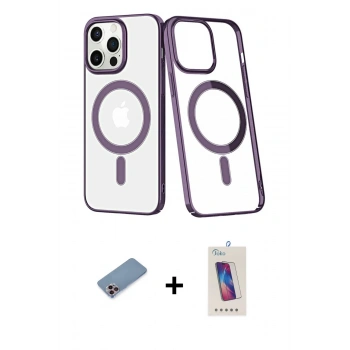 MARSİLYAN™- iPhone 13 Pro Max Kılıf Yörünge Minimal - Siyah Joko 5D Cam + Shine Kamera Lens Koruma Cam - PE