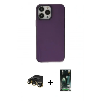 MARSİLYAN™- iPhone 13 Pro Max Kılıf Zirve Doku Koleksiyonu - Şeffaf 360 Full Body Arka Koruyucu + Raze Metal Kamera Lens - GD