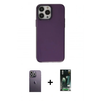 MARSİLYAN™- iPhone 13 Pro Max Kılıf Zirve Doku Koleksiyonu - Şeffaf 360 Full Body Arka Koruyucu + Neon Fosforlu Kamera Lens - BZ