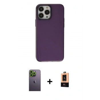 MARSİLYAN™- iPhone 13 Pro Max Kılıf Zirve Doku Koleksiyonu - Şeffaf Maxco Cam Ekran Koruyucu + Neon Fosforlu Kamera Lens - YL