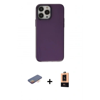 MARSİLYAN™- iPhone 13 Pro Max Kılıf Zirve Doku Koleksiyonu - Şeffaf Maxco Cam Ekran Koruyucu + Renkli Kamera Lens Koruma Cam - TU
