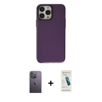 MARSİLYAN™- iPhone 13 Pro Max Kılıf Zirve Doku Koleksiyonu - Şeffaf Pasifik Cam Ekran Koruyucu + Neon Fosforlu Kamera Lens - BZ