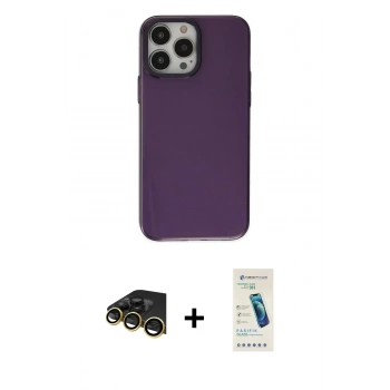 MARSİLYAN™- iPhone 13 Pro Max Kılıf Zirve Doku Koleksiyonu - Şeffaf Pasifik Cam Ekran Koruyucu + Raze Metal Kamera Lens - GD