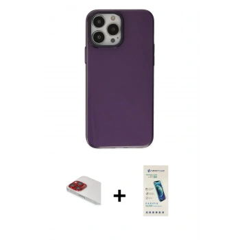 MARSİLYAN™- iPhone 13 Pro Max Kılıf Zirve Doku Koleksiyonu - Şeffaf Pasifik Cam Ekran Koruyucu + Pers Alüminyum Kamera Lens - KI