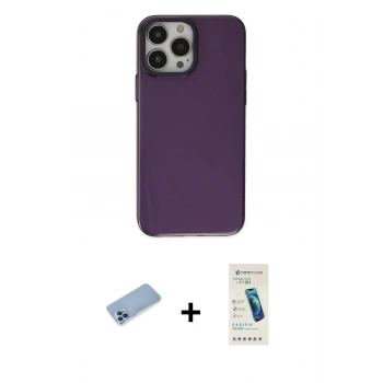 MARSİLYAN™- iPhone 13 Pro Max Kılıf Zirve Doku Koleksiyonu - Şeffaf Pasifik Cam Ekran Koruyucu + Shine Kamera Lens Koruma Cam - MI
