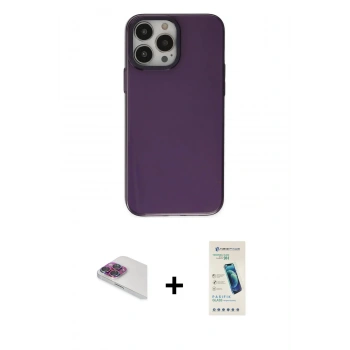 MARSİLYAN™- iPhone 13 Pro Max Kılıf Zirve Doku Koleksiyonu - Şeffaf Pasifik Cam Ekran Koruyucu + Pers Alüminyum Kamera Lens - GI