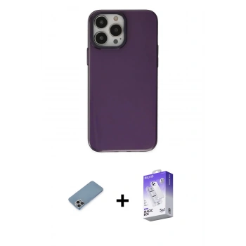 MARSİLYAN™- iPhone 13 Pro Max Kılıf Zirve Doku Koleksiyonu - Siyah Bilvis 5in1 3D Magic Cam Ekran Koruyucu + Shine Kamera Lens Koruma Cam - GI
