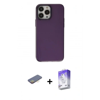 MARSİLYAN™- iPhone 13 Pro Max Kılıf Zirve Doku Koleksiyonu - Siyah Bilvis 5in1 3D Magic Cam Ekran Koruyucu + Renkli Kamera Lens Koruma Cam - SI