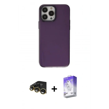 MARSİLYAN™- iPhone 13 Pro Max Kılıf Zirve Doku Koleksiyonu - Siyah Bilvis 5in1 3D Magic Cam Ekran Koruyucu + Raze Metal Kamera Lens - GD