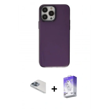 MARSİLYAN™- iPhone 13 Pro Max Kılıf Zirve Doku Koleksiyonu - Siyah Bilvis 5in1 3D Magic Cam Ekran Koruyucu + Pers Alüminyum Kamera Lens - SABE