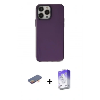 MARSİLYAN™- iPhone 13 Pro Max Kılıf Zirve Doku Koleksiyonu - Siyah Bilvis 5in1 3D Magic Cam Ekran Koruyucu + Renkli Kamera Lens Koruma Cam - TU