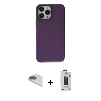 MARSİLYAN™- iPhone 13 Pro Max Kılıf Zirve Doku Koleksiyonu - Siyah Bilvis Hayalet Cam Ekran Koruyucu + Pers Alüminyum Kamera Lens - GD