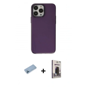 MARSİLYAN™- iPhone 13 Pro Max Kılıf Zirve Doku Koleksiyonu - Siyah Bilvis Hayalet Cam Ekran Koruyucu + Shine Kamera Lens Koruma Cam - MI