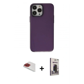 MARSİLYAN™- iPhone 13 Pro Max Kılıf Zirve Doku Koleksiyonu - Siyah Bilvis Hayalet Cam Ekran Koruyucu + Pers Alüminyum Kamera Lens - KI