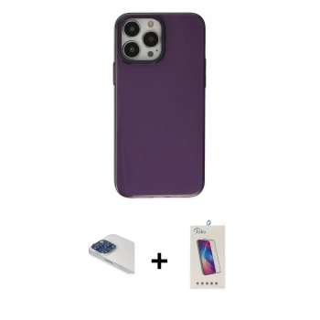 MARSİLYAN™- iPhone 13 Pro Max Kılıf Zirve Doku Koleksiyonu - Siyah Joko 5D Cam + Pers Alüminyum Kamera Lens - LT