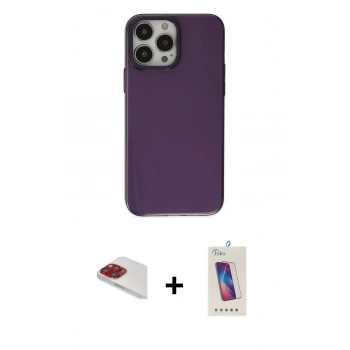 MARSİLYAN™- iPhone 13 Pro Max Kılıf Zirve Doku Koleksiyonu - Siyah Joko 5D Cam + Pers Alüminyum Kamera Lens - KI