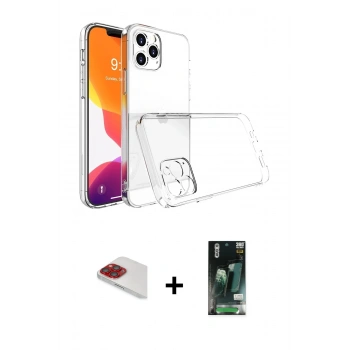 MARSİLYAN™- iPhone 13 Pro Max Kılıf Zirve Doku - Şeffaf 360 Full Body Arka Koruyucu + Pers Alüminyum Kamera Lens - KI