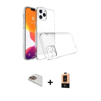 MARSİLYAN™- iPhone 13 Pro Max Kılıf Zirve Doku - Şeffaf Maxco Cam Ekran Koruyucu + Pers Alüminyum Kamera Lens - GD
