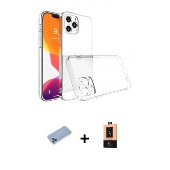 MARSİLYAN™- iPhone 13 Pro Max Kılıf Zirve Doku - Şeffaf Maxco Cam Ekran Koruyucu + Shine Kamera Lens Koruma Cam - MI