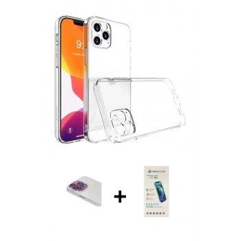 MARSİLYAN™- iPhone 13 Pro Max Kılıf Zirve Doku - Şeffaf Pasifik Cam Ekran Koruyucu + Pers Alüminyum Kamera Lens - GI