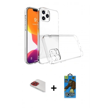 MARSİLYAN™- iPhone 13 Pro Max Kılıf Zirve Doku - Siyah 18D Cam Ekran Koruyucu + Pers Alüminyum Kamera Lens - KI