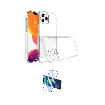 MARSİLYAN™- iPhone 13 Pro Max Kılıf Zirve Doku - Siyah 3D Antistatik Cam Ekran Koruyucu