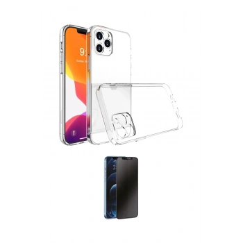 MARSİLYAN™- iPhone 13 Pro Max Kılıf Zirve Doku - Siyah 3D Antistatik Hayalet Cam Ekran Koruyucu