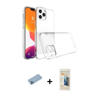 MARSİLYAN™- iPhone 13 Pro Max Kılıf Zirve Doku - Siyah 6D Mat Seramik Hayalet Nano Ekran Koruyucu + Shine Kamera Lens Koruma Cam - MI