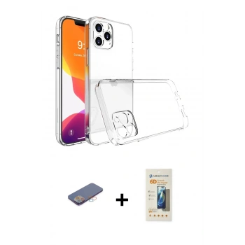 MARSİLYAN™- iPhone 13 Pro Max Kılıf Zirve Doku - Siyah 6D Mat Seramik Hayalet Nano Ekran Koruyucu + Renkli Kamera Lens Koruma Cam - PE