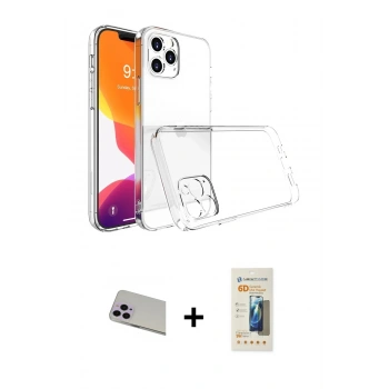 MARSİLYAN™- iPhone 13 Pro Max Kılıf Zirve Doku - Siyah 6D Mat Seramik Hayalet Nano Ekran Koruyucu + Rainbow Kamera Lens Koruma Cam - MR