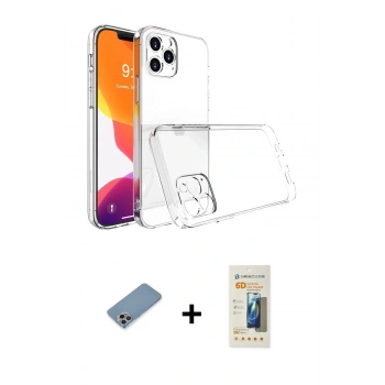 MARSİLYAN™- iPhone 13 Pro Max Kılıf Zirve Doku - Siyah 6D Mat Seramik Hayalet Nano Ekran Koruyucu + Shine Kamera Lens Koruma Cam - GI