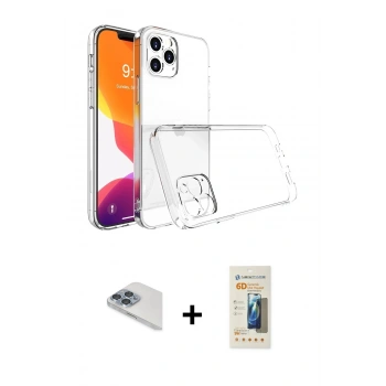 MARSİLYAN™- iPhone 13 Pro Max Kılıf Zirve Doku - Siyah 6D Mat Seramik Hayalet Nano Ekran Koruyucu + Pers Alüminyum Kamera Lens - SABE