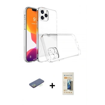 MARSİLYAN™- iPhone 13 Pro Max Kılıf Zirve Doku - Siyah 6D Mat Seramik Hayalet Nano Ekran Koruyucu + Renkli Kamera Lens Koruma Cam - YL