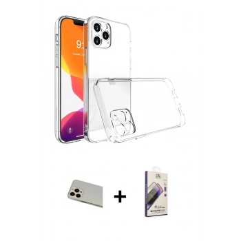 MARSİLYAN™- iPhone 13 Pro Max Kılıf Zirve Doku - Siyah Bilvis 3D Mat Cam Ekran Koruyucu + Rainbow Kamera Lens Koruma Cam - REGD