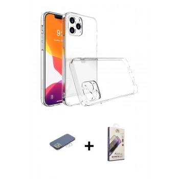 MARSİLYAN™- iPhone 13 Pro Max Kılıf Zirve Doku - Siyah Bilvis 3D Mat Cam Ekran Koruyucu + Renkli Kamera Lens Koruma Cam - YL