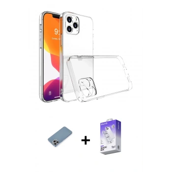 MARSİLYAN™- iPhone 13 Pro Max Kılıf Zirve Doku - Siyah Bilvis 5in1 3D Magic Cam Ekran Koruyucu + Shine Kamera Lens Koruma Cam - GI