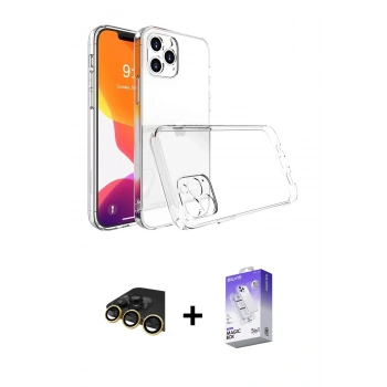 MARSİLYAN™- iPhone 13 Pro Max Kılıf Zirve Doku - Siyah Bilvis 5in1 3D Magic Cam Ekran Koruyucu + Raze Metal Kamera Lens - GD