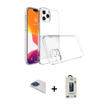 MARSİLYAN™- iPhone 13 Pro Max Kılıf Zirve Doku - Siyah Bilvis Hayalet Cam Ekran Koruyucu + Pers Alüminyum Kamera Lens - LT
