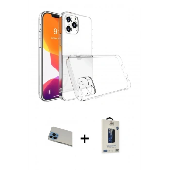 MARSİLYAN™- iPhone 13 Pro Max Kılıf Zirve Doku - Siyah Bilvis Hayalet Cam Ekran Koruyucu + Rainbow Kamera Lens Koruma Cam - MI