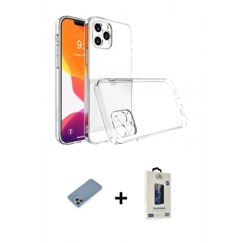 MARSİLYAN™- iPhone 13 Pro Max Kılıf Zirve Doku - Siyah Bilvis Hayalet Cam Ekran Koruyucu + Shine Kamera Lens Koruma Cam - GI