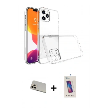 MARSİLYAN™- iPhone 13 Pro Max Kılıf Zirve Doku - Siyah Joko 5D Cam + Rainbow Kamera Lens Koruma Cam - REGD