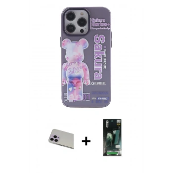 MARSİLYAN™- iPhone 13 Pro Max Kılıf Zirve Form Özel Seri - Şeffaf 360 Full Body Arka Koruyucu + Rainbow Kamera Lens Koruma Cam - MR