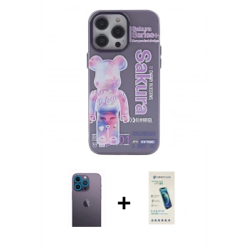 MARSİLYAN™- iPhone 13 Pro Max Kılıf Zirve Form Özel Seri - Şeffaf Pasifik Cam Ekran Koruyucu + Neon Fosforlu Kamera Lens - MI