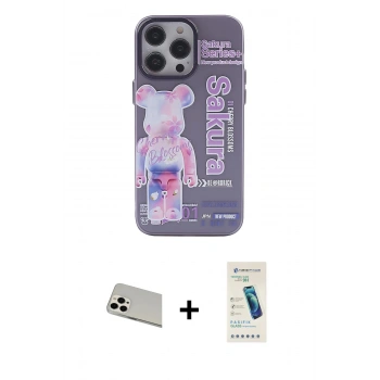 MARSİLYAN™- iPhone 13 Pro Max Kılıf Zirve Form Özel Seri - Şeffaf Pasifik Cam Ekran Koruyucu + Rainbow Kamera Lens Koruma Cam - BZ