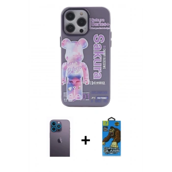 MARSİLYAN™- iPhone 13 Pro Max Kılıf Zirve Form Özel Seri - Siyah 18D Cam Ekran Koruyucu + Neon Fosforlu Kamera Lens - MI