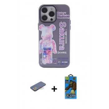 MARSİLYAN™- iPhone 13 Pro Max Kılıf Zirve Form Özel Seri - Siyah 18D Cam Ekran Koruyucu + Renkli Kamera Lens Koruma Cam - MI