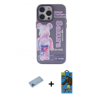 MARSİLYAN™- iPhone 13 Pro Max Kılıf Zirve Form Özel Seri - Siyah 18D Cam Ekran Koruyucu + Shine Kamera Lens Koruma Cam - MI