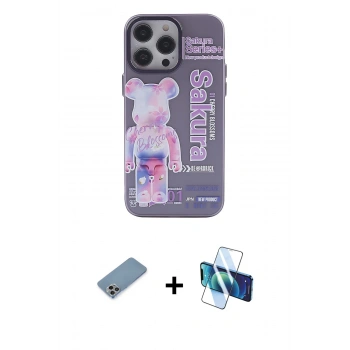 MARSİLYAN™- iPhone 13 Pro Max Kılıf Zirve Form Özel Seri - Siyah 3D Antistatik Cam Ekran Koruyucu + Shine Kamera Lens Koruma Cam - GI