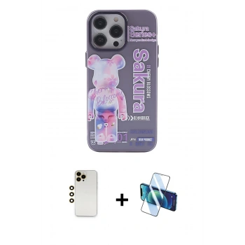 MARSİLYAN™- iPhone 13 Pro Max Kılıf Zirve Form Özel Seri - Siyah 3D Antistatik Cam Ekran Koruyucu + Shine Kamera Lens - GD